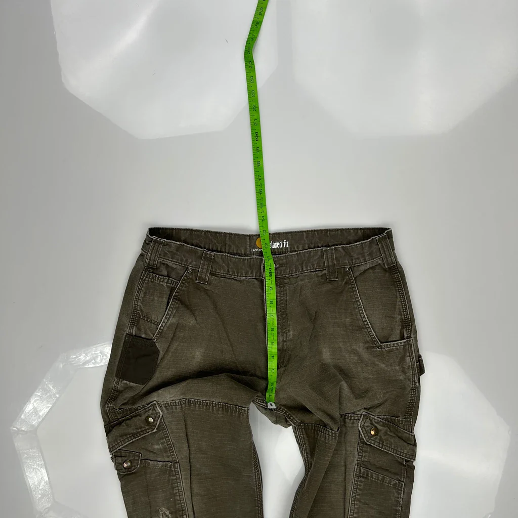 Carhartt Double Knee Cargo Trousers - 36W 29L Green Cotton - Image 4
