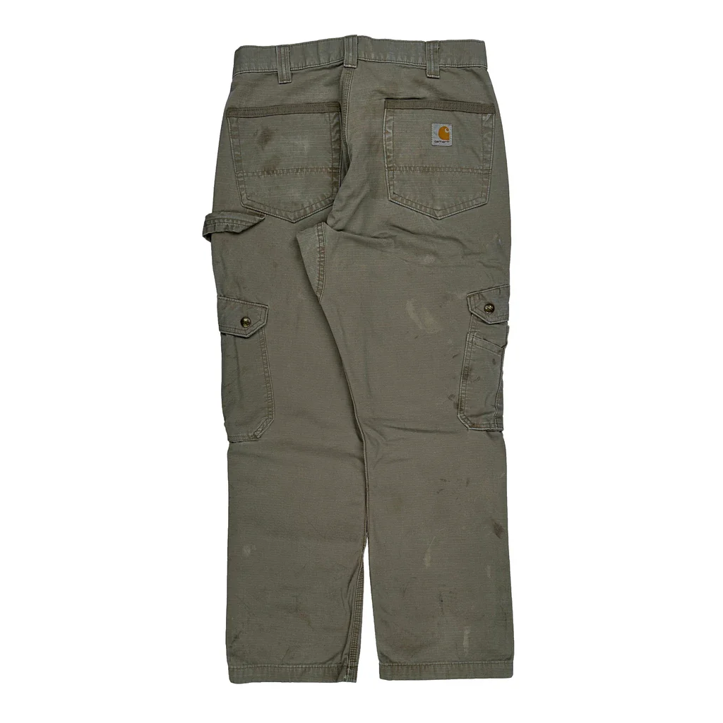 Carhartt Double Knee Cargo Trousers - 30W 29L Grey Cotton