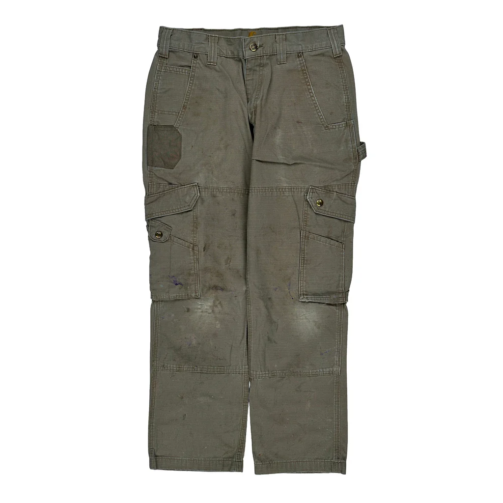Carhartt Double Knee Cargo Trousers - 30W 29L Grey Cotton - Image 2