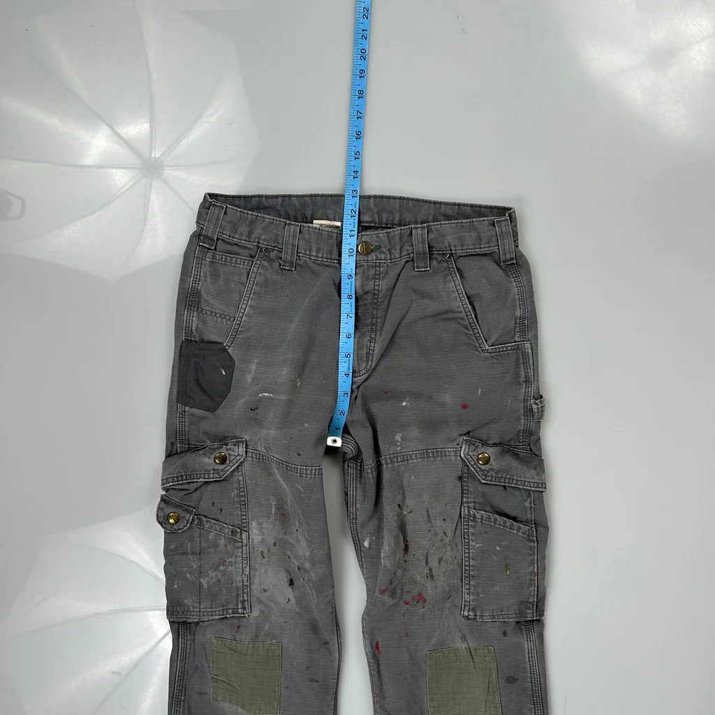Carhartt Thrashed Cargo Trousers - 31W 29L Grey Cotton - Image 4