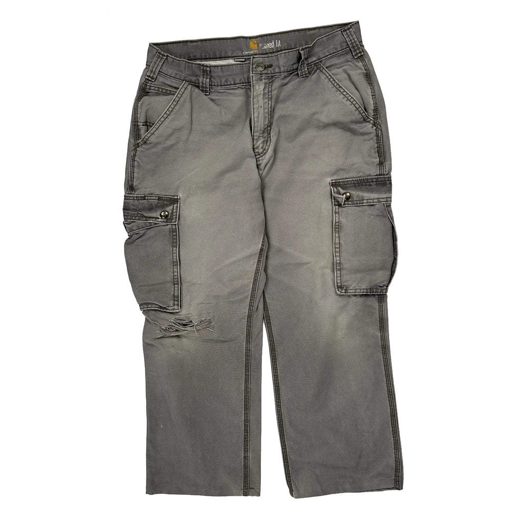 Carhartt Cargo Trousers - 32W 27L Grey Cotton - Image 2