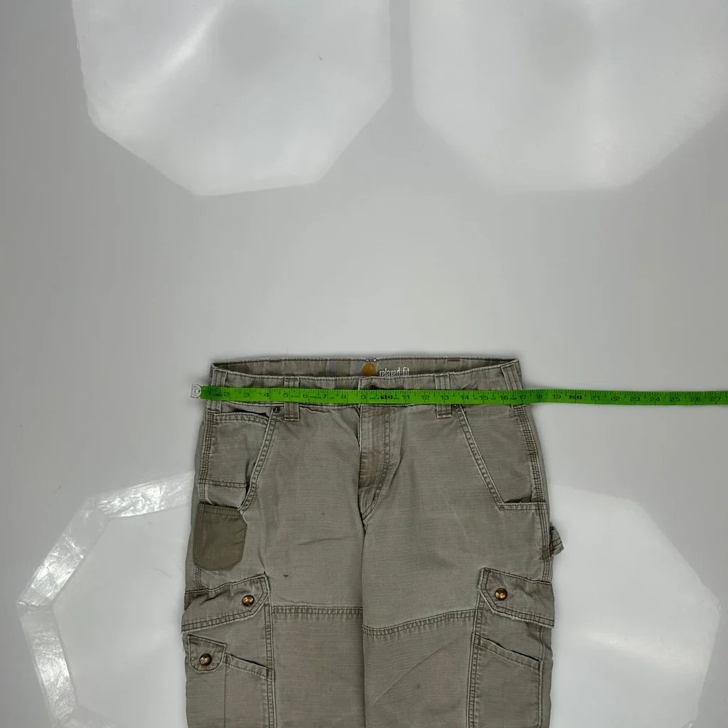 Carhartt Double Knee Cargo Trousers - 34W 28L Grey Cotton - Image 3