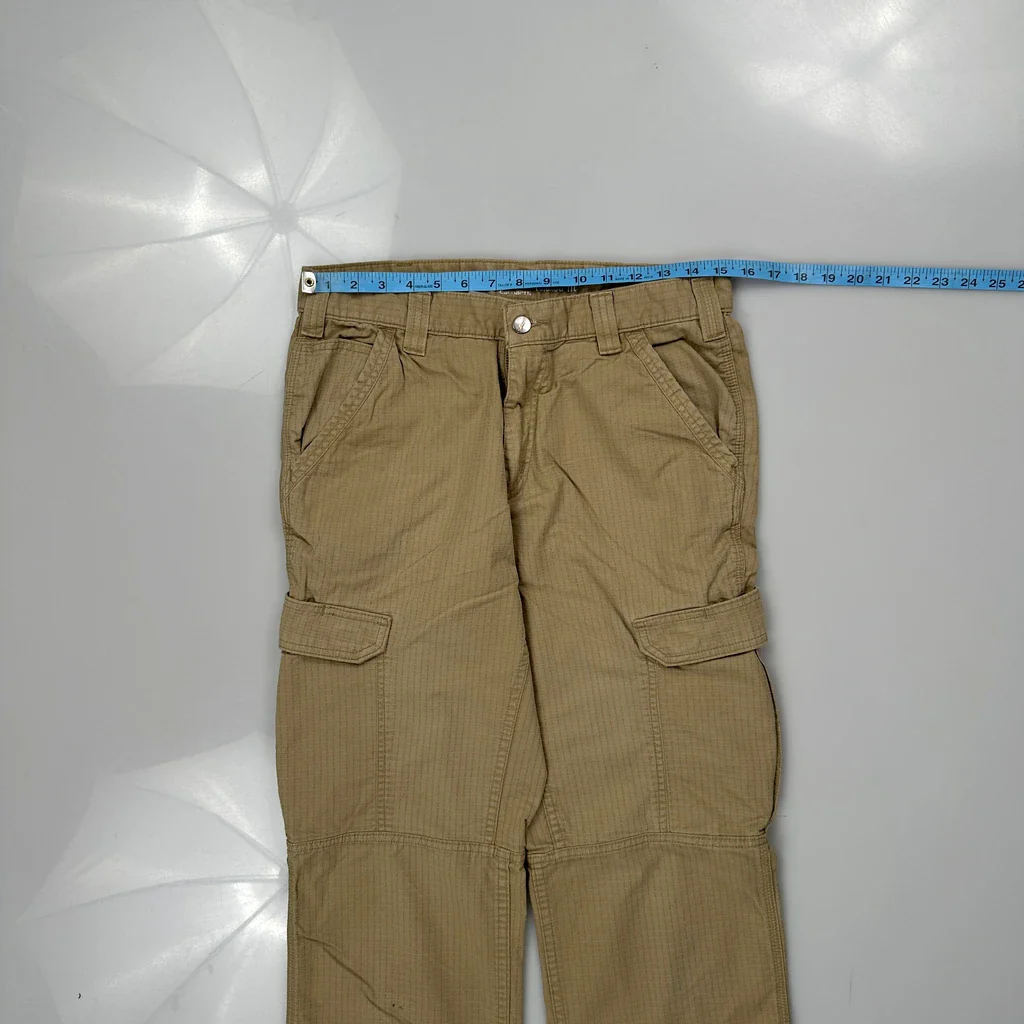 Carhartt Cargo Trousers - 30W 32L Khaki Cotton - Image 3