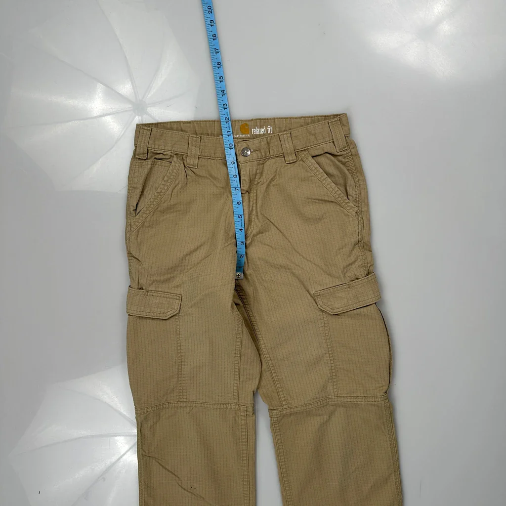Carhartt Cargo Trousers - 30W 32L Khaki Cotton - Image 4