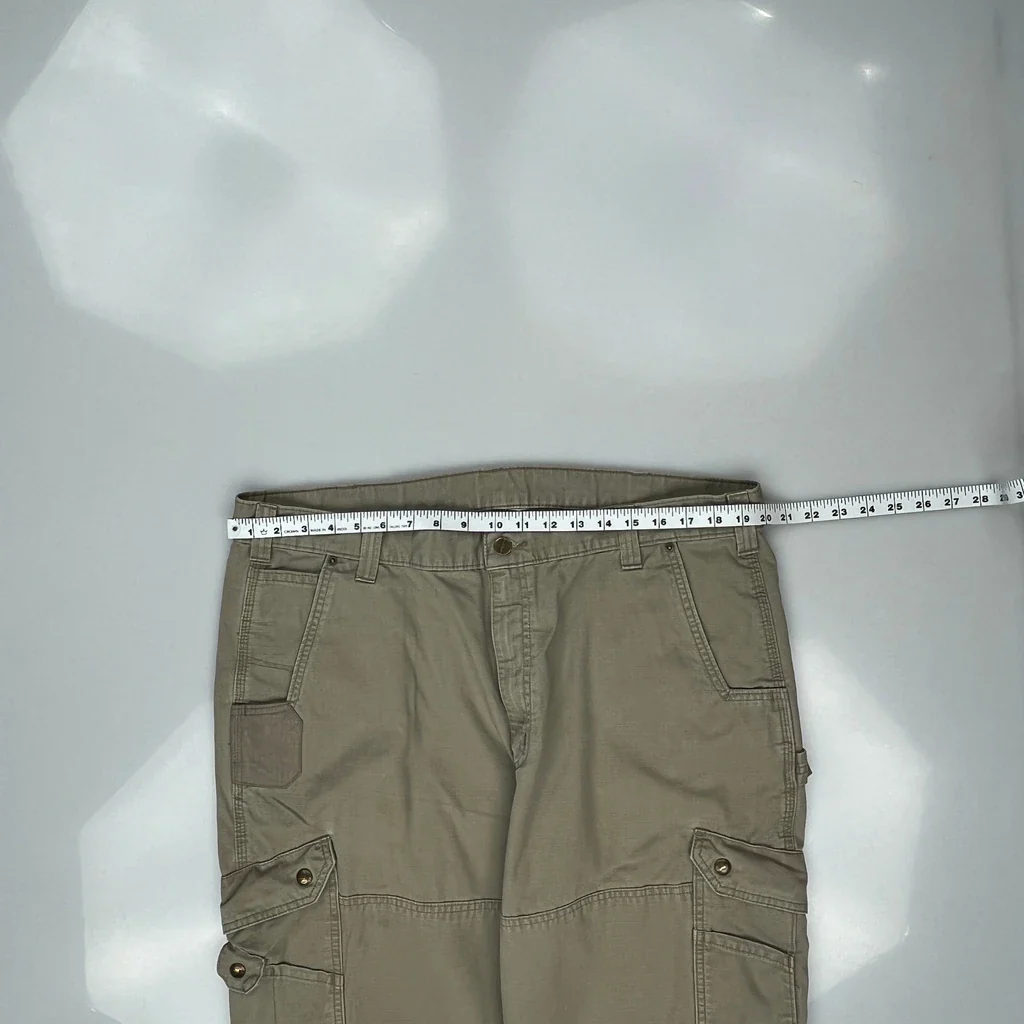 Carhartt Cargo Trousers - 40W 34L Khaki Cotton - Image 3