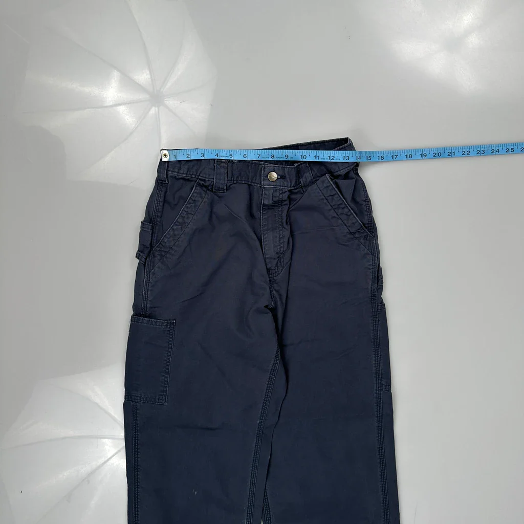 Carhartt Cargo Trousers - 29W 30L Navy Cotton - Image 3