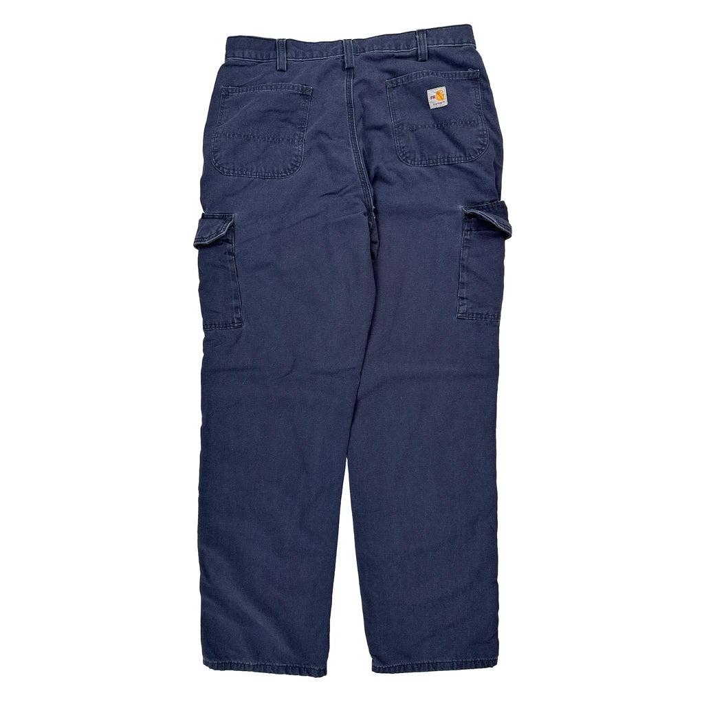 Carhartt Cargo Trousers - 34W 34L Navy Cotton Blend
