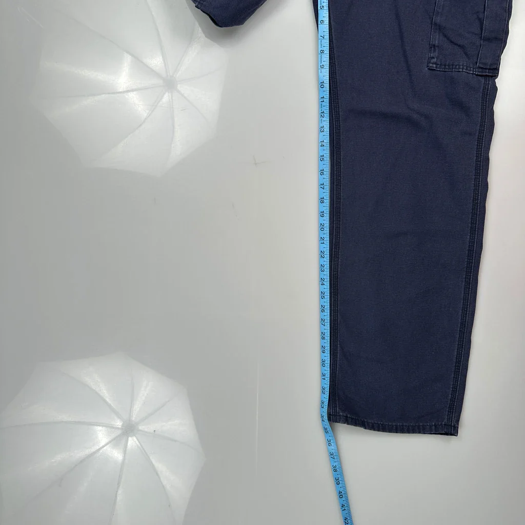 Carhartt Cargo Trousers - 34W 34L Navy Cotton Blend - Image 5