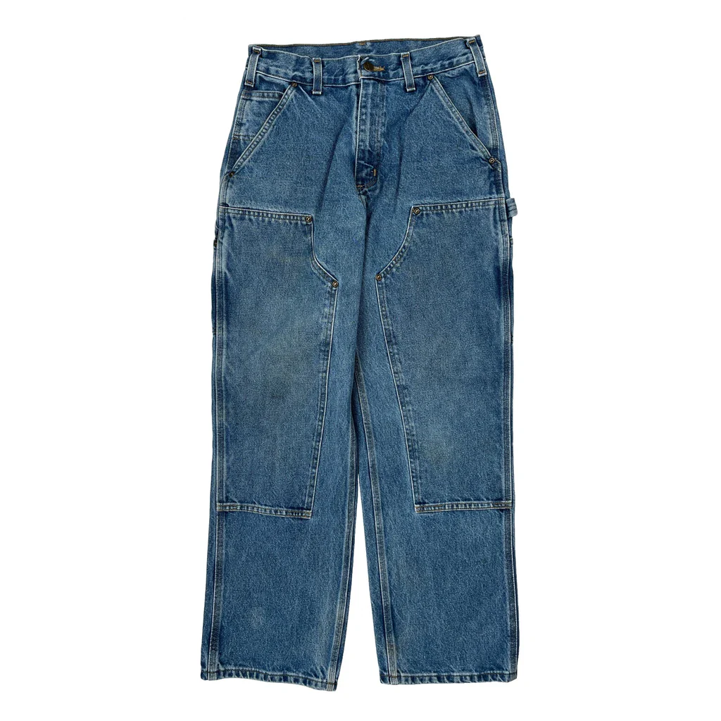 Carhartt Double Knee Carpenter Jeans - 28W 30L Blue Cotton - Image 2