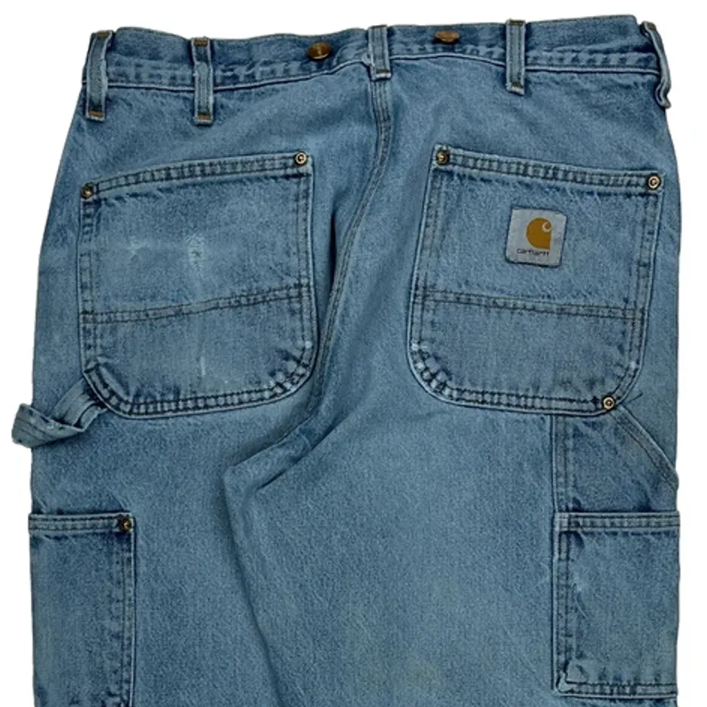 Carhartt Double Knee Carpenter Jeans - 34W 29L Blue Denim - Image 6