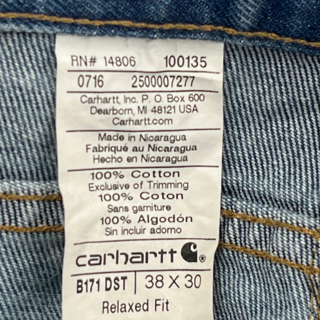 Carhartt B171 Dst Carpenter Jeans - 38W 30L Blue Cotton - Image 6