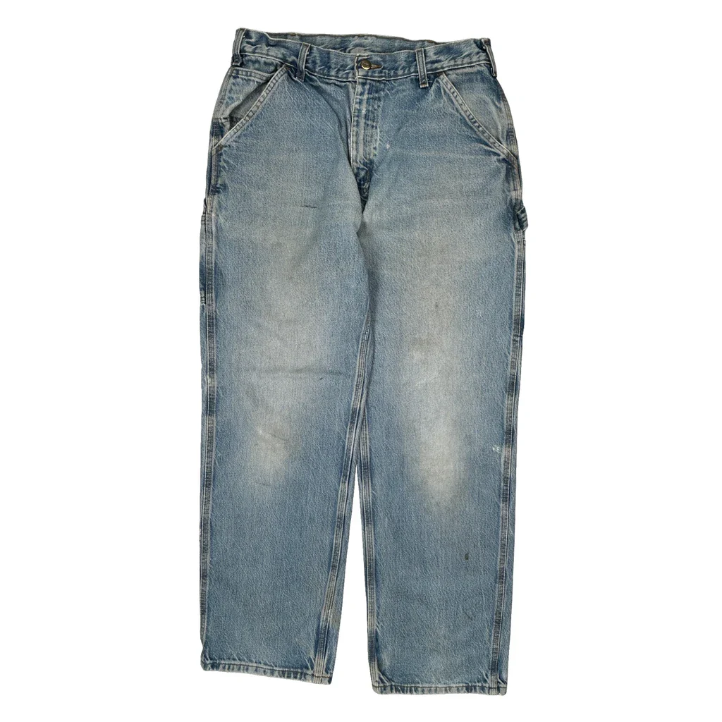 Carhartt Carpenter Jeans - 33W 30L Light Wash Cotton - Image 2