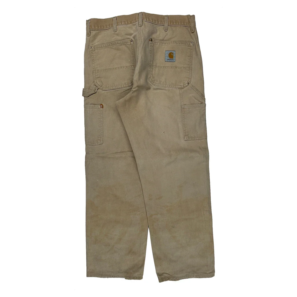 Carhartt Double Knee Carpenter Pants - 34W 30L Beige Cotton