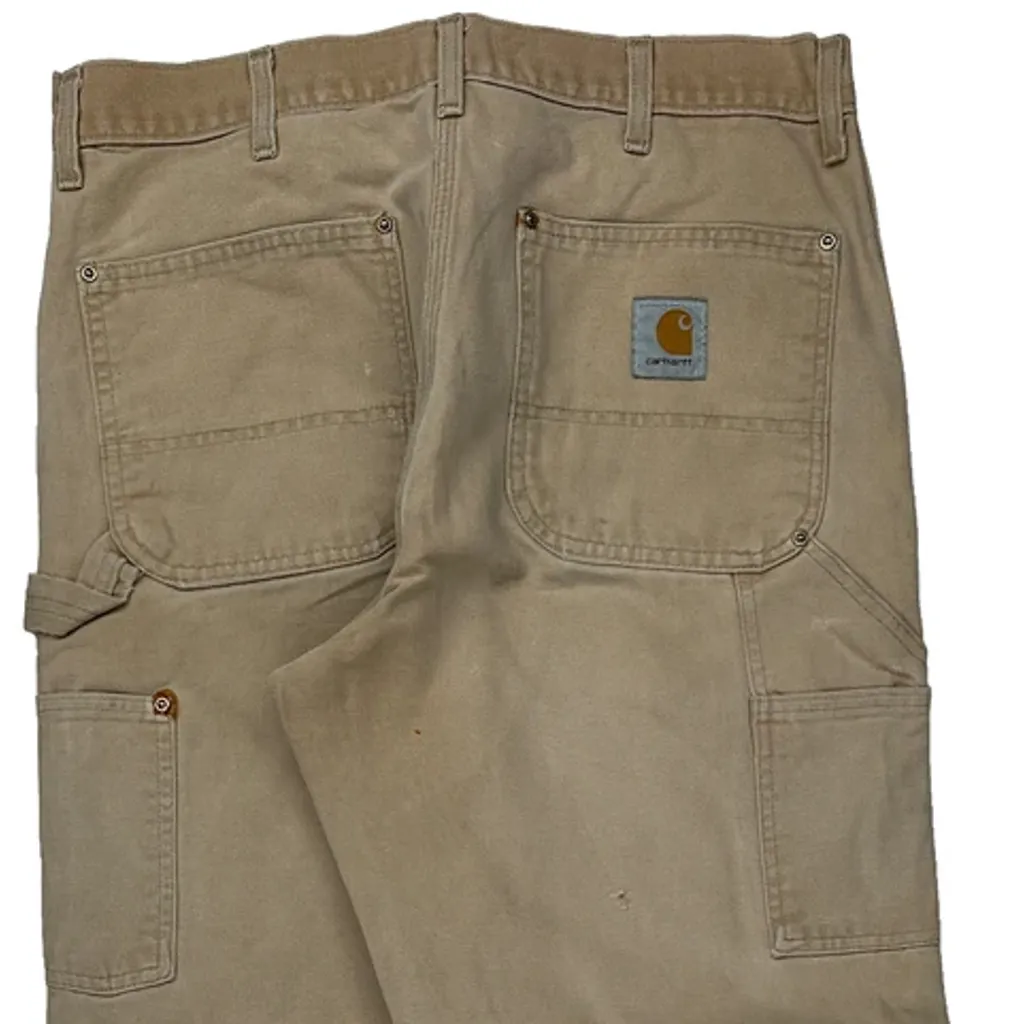 Carhartt Double Knee Carpenter Pants - 34W 30L Beige Cotton - Image 6
