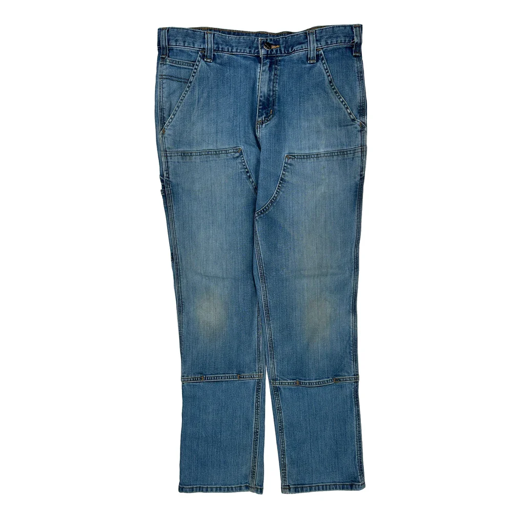 Carhartt Double Knee Carpenter Pants - 33W 30L Blue Cotton Blend - Image 2