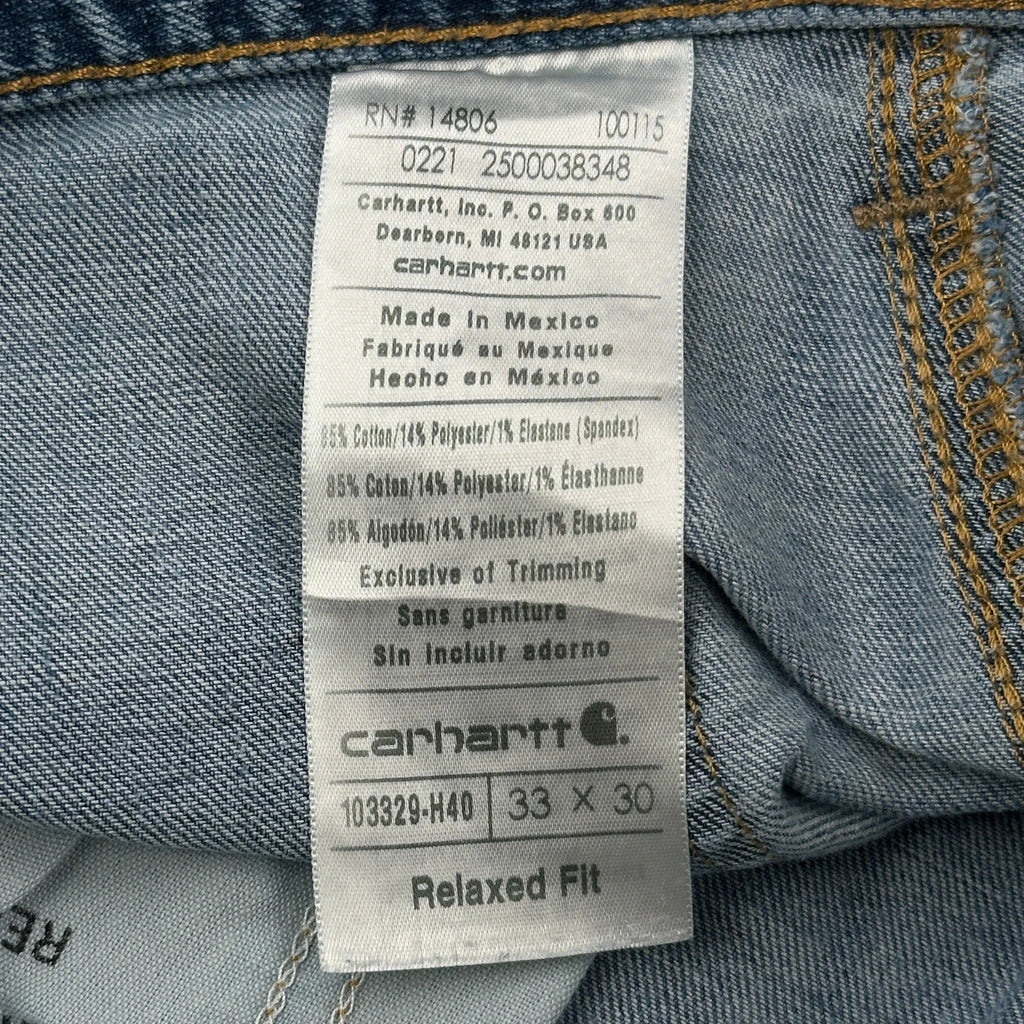Carhartt Double Knee Carpenter Pants - 33W 30L Blue Cotton Blend - Image 6