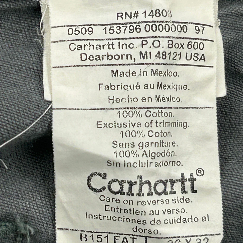 Carhartt B151 Fat Carpenter Pants - 34W 30L Gray Cotton - Image 6