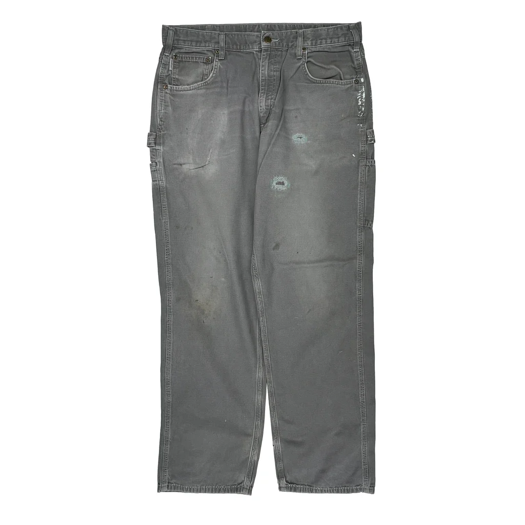 Carhartt B159 Chr Carpenter Pants - 35W 34L Gray Cotton - Image 2