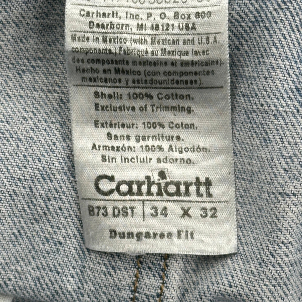 Carhartt Double Knee Carpenter Pants - 32W 28L Light Wash Cotton - Image 6