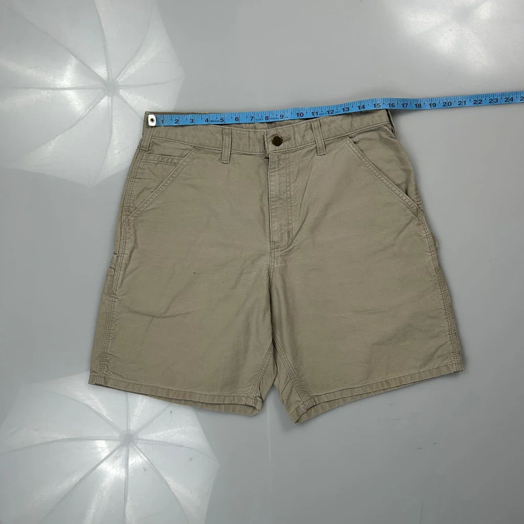 Carhartt Carpenter Shorts - 31W 8L Beige Cotton - Image 3