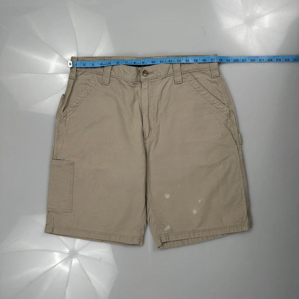 Carhartt Carpenter Shorts - 34W 9L Beige Cotton - Image 3