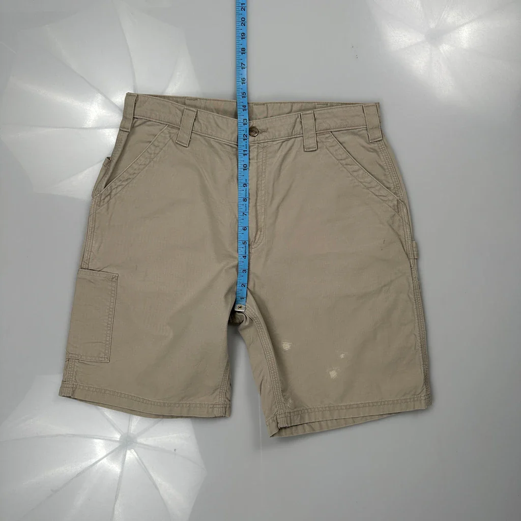 Carhartt Carpenter Shorts - 34W 9L Beige Cotton - Image 4