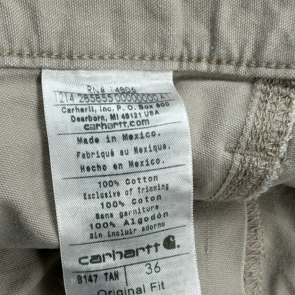Carhartt Carpenter Shorts - 34W 9L Beige Cotton - Image 7
