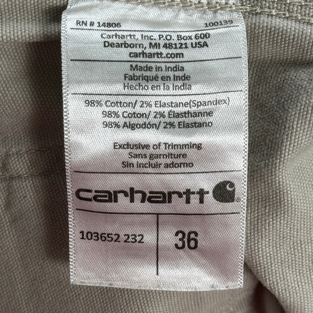 Carhartt Carpenter Shorts - 36W 10L Beige Cotton - Image 6