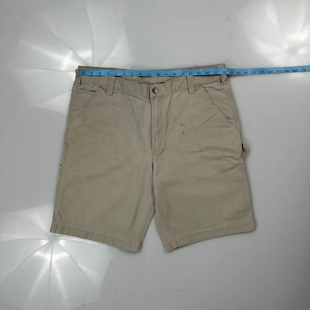 Carhartt Carpenter Shorts - 38W 10L Beige Cotton Blend - Image 3