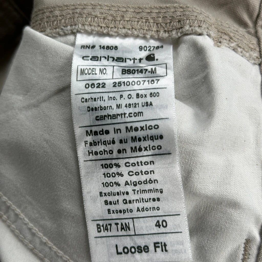 Carhartt Carpenter Shorts - 38W 10L Beige Cotton - Image 6