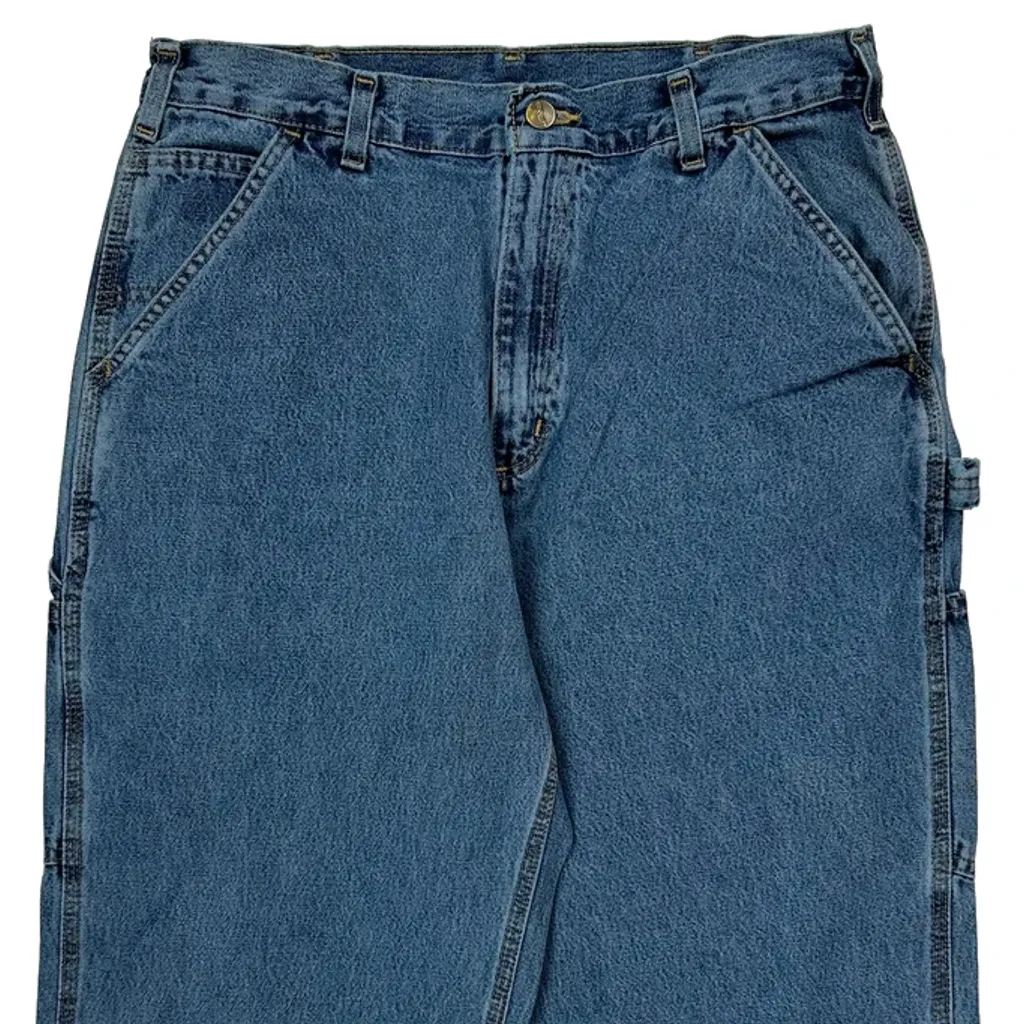 Carhartt Carpenter Shorts - 32W 19L Blue Cotton - Image 10