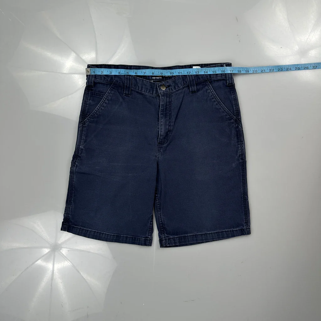 Carhartt Carpenter Shorts - 36W 9L Blue Cotton Blend - Image 3