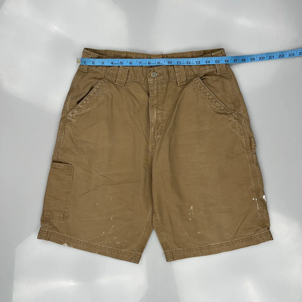 Carhartt Carpenter Shorts - 31W 11L Brown Cotton - Image 3