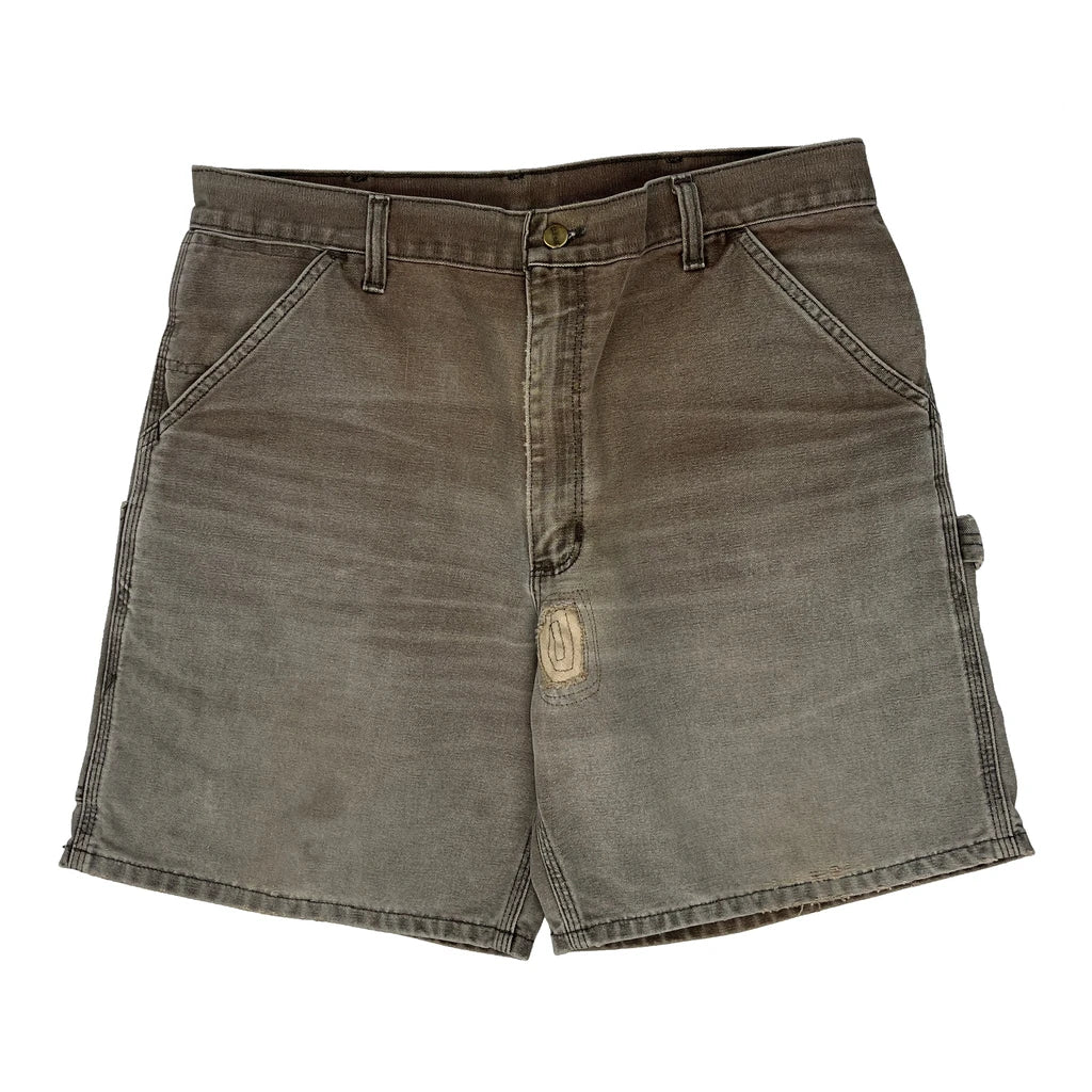 Carhartt Faded Carpenter Shorts - 34W 8L Brown Cotton - Image 2