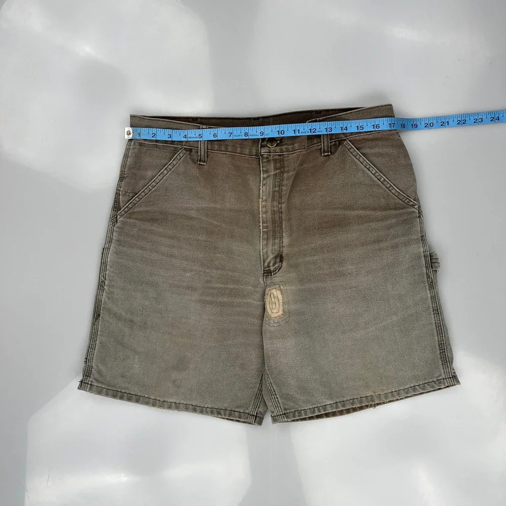 Carhartt Faded Carpenter Shorts - 34W 8L Brown Cotton - Image 3