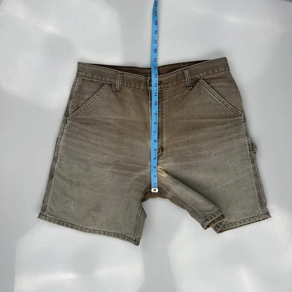Carhartt Faded Carpenter Shorts - 34W 8L Brown Cotton - Image 4