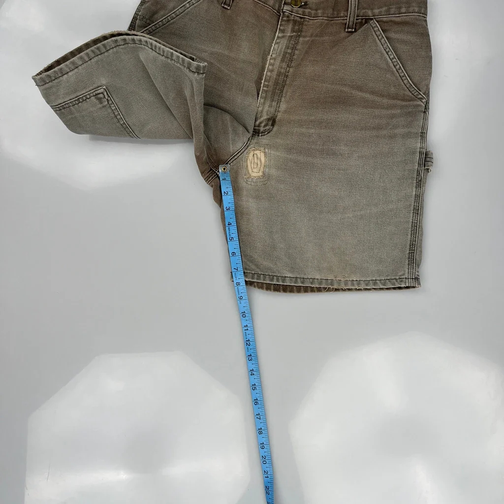 Carhartt Faded Carpenter Shorts - 34W 8L Brown Cotton - Image 5