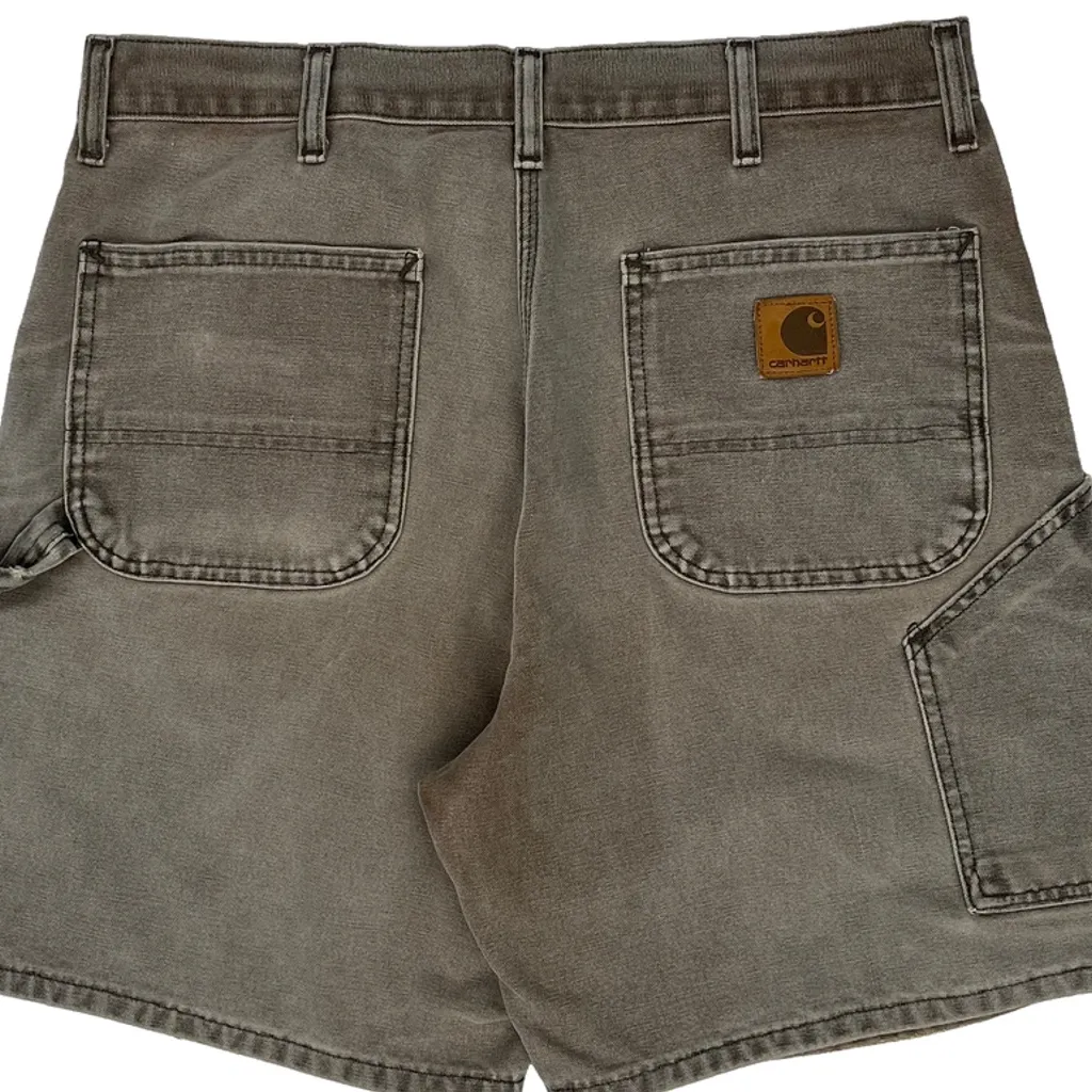 Carhartt Faded Carpenter Shorts - 34W 8L Brown Cotton - Image 7