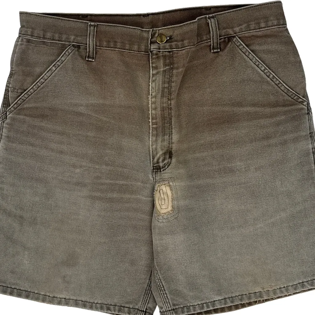 Carhartt Faded Carpenter Shorts - 34W 8L Brown Cotton - Image 8