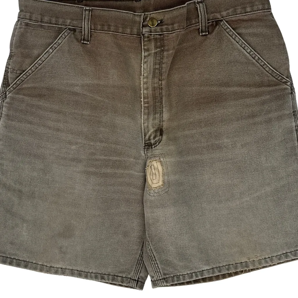 Carhartt Faded Carpenter Shorts - 34W 8L Brown Cotton - Image 9