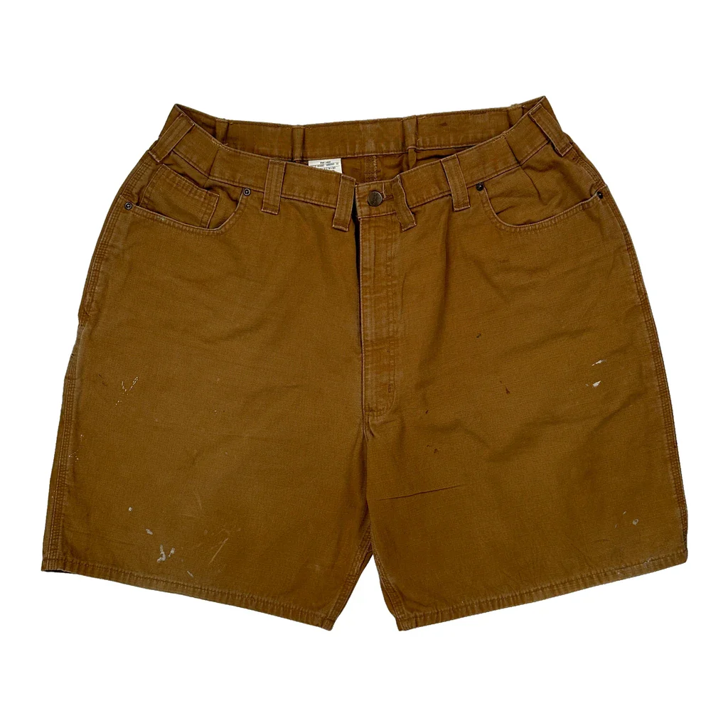 Carhartt Carpenter Shorts - 36W 12L Brown Cotton - Image 2