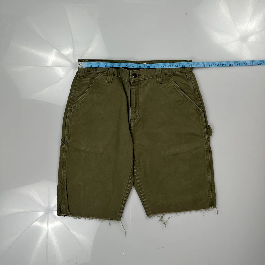 Carhartt Carpenter Shorts - 34W 12L Green Cotton - Image 3