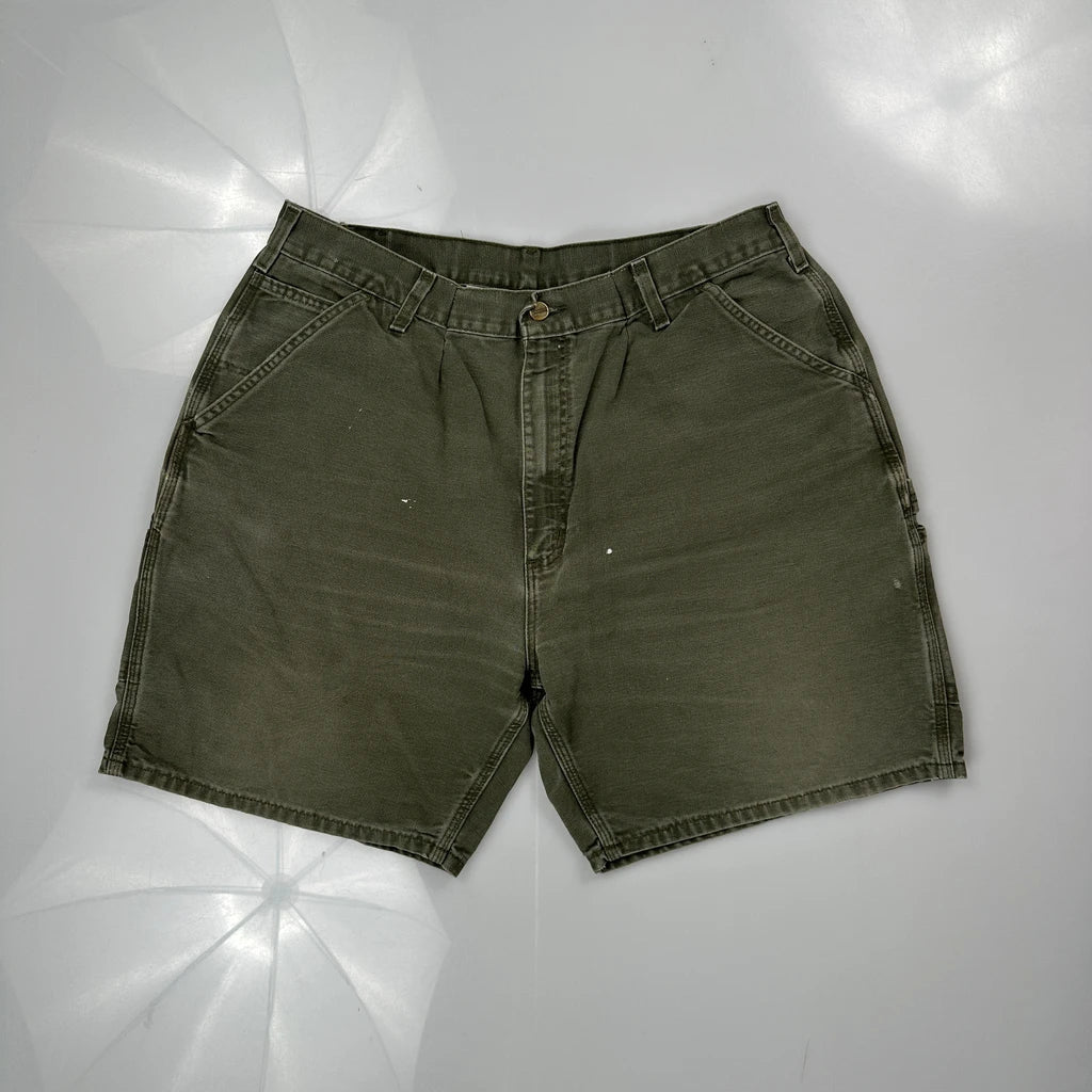Carhartt Carpenter Shorts - 36W 9L Green Cotton - Image 3