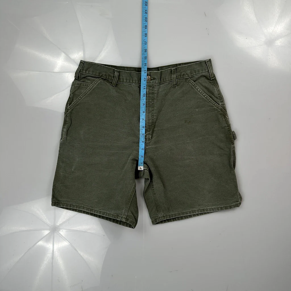 Carhartt Carpenter Shorts - 36W 9L Green Cotton - Image 4