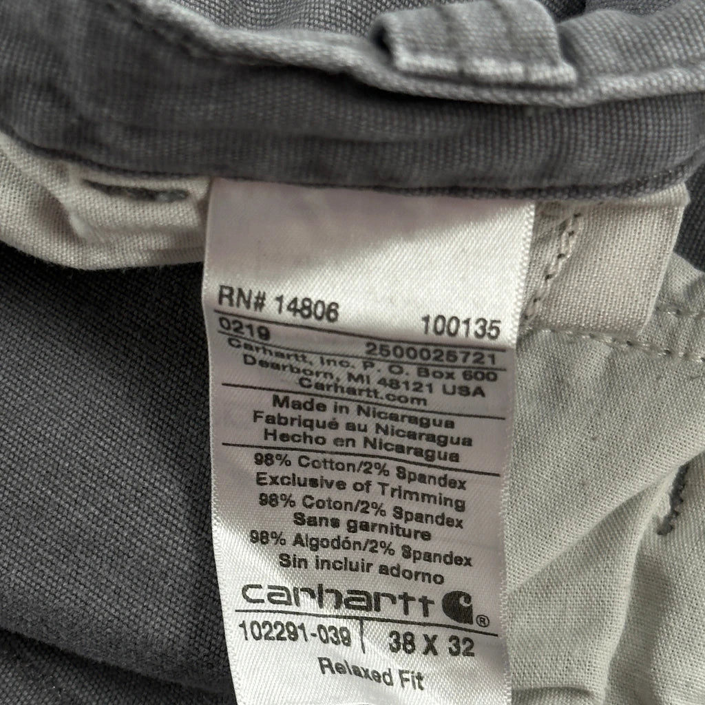 Carhartt Carpenter Shorts - 38W 12L Grey Cotton - Image 6