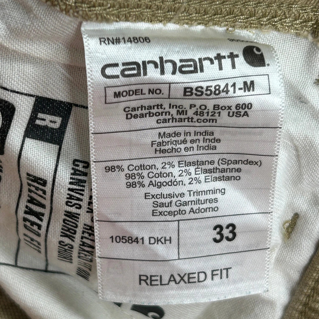 Carhartt Carpenter Shorts - 33W 11L Khaki Cotton - Image 3