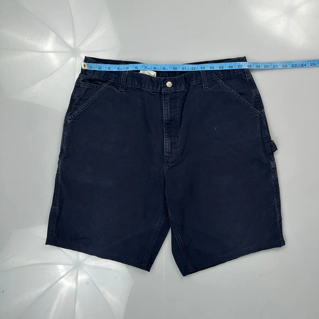 Carhartt Double Knee Carpenter Shorts - 36W 11L Navy Cotton - Image 3