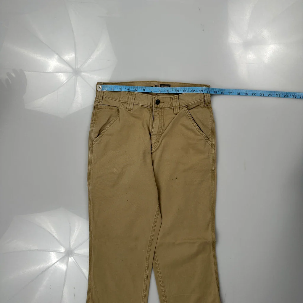 Carhartt Carpenter Trousers - 28W 30L Beige Cotton - Image 3