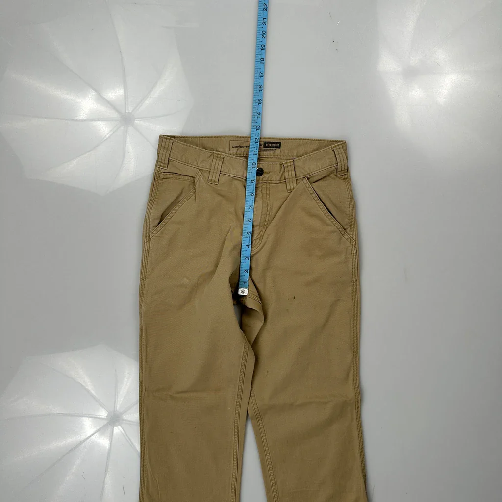 Carhartt Carpenter Trousers - 28W 30L Beige Cotton - Image 5