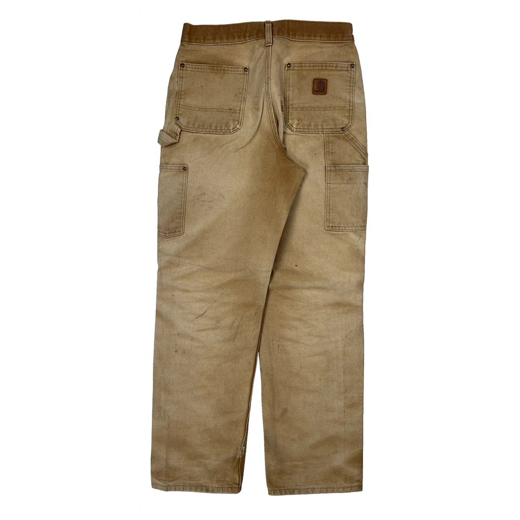 Carhartt Double Knee Carpenter Trousers - 30W 32L Beige Cotton